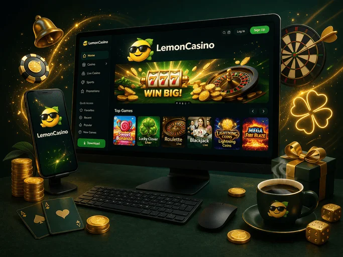 A Lemon Casino Platform asztali programfelülete kényelmes használathoz nagyobb képernyőn
