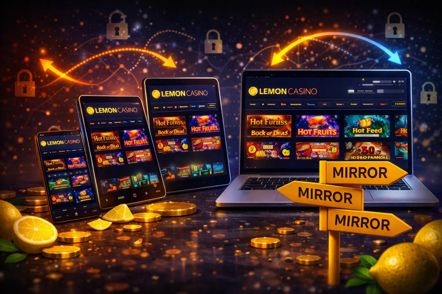 Casino Lemon tüköroldal elérése különböző eszközökről mobilon, tableten és asztali gépen