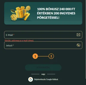 Casino Lemon regisztrációs űrlap új fiók létrehozásához